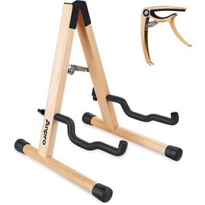Anpro Wooden Guitar Stand Folding A Frame Universal with Foam Pad